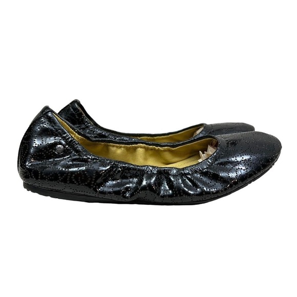 Simply Vera Vera Wang Ballet Flats Slip On Patent Elastic‎ Trim Black Women 5.5M - Picture 1 of 8